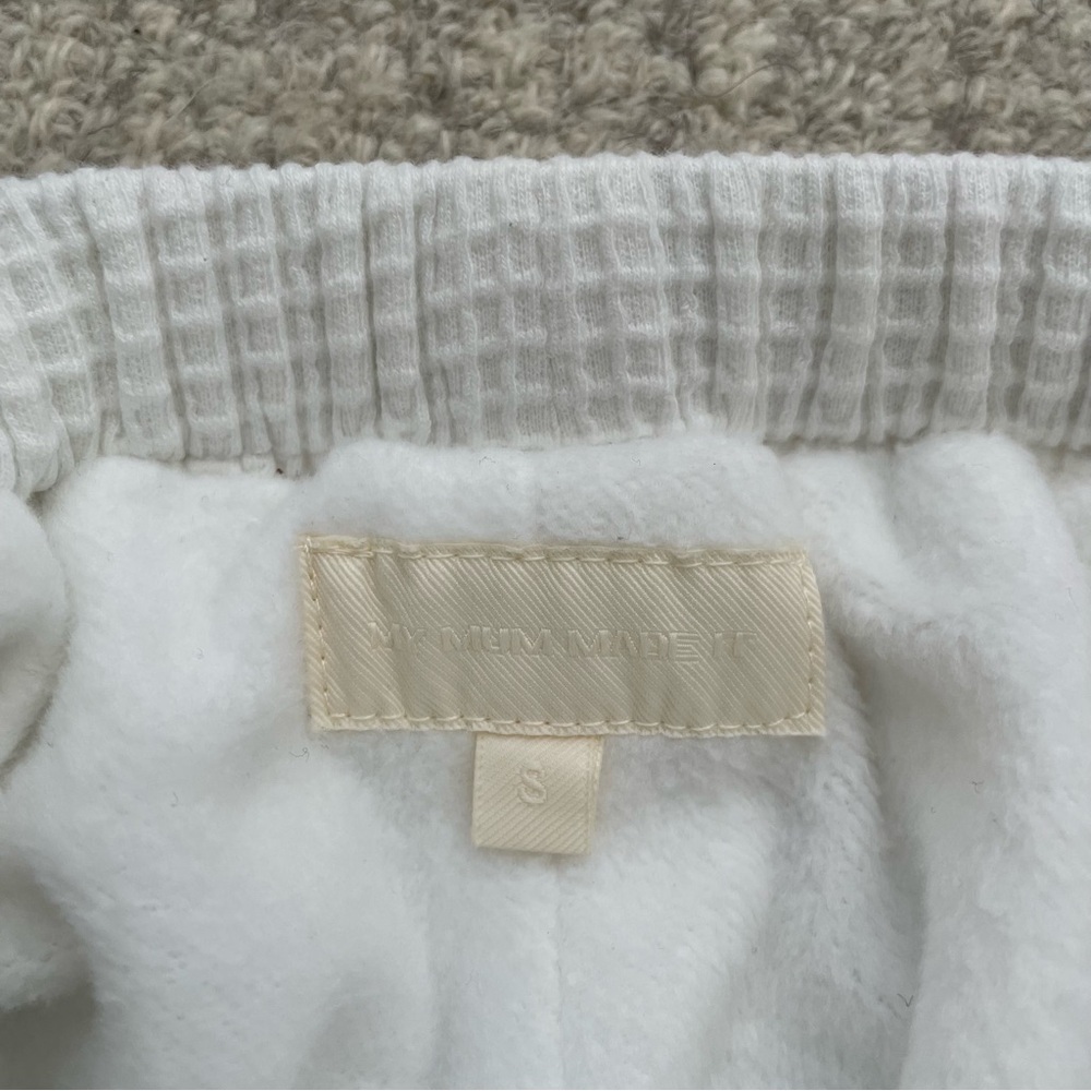 My Mum Made It Waffle Utility Sweatpants White Athleisure Lounge Sporty Comfy - Picture 4 of 8